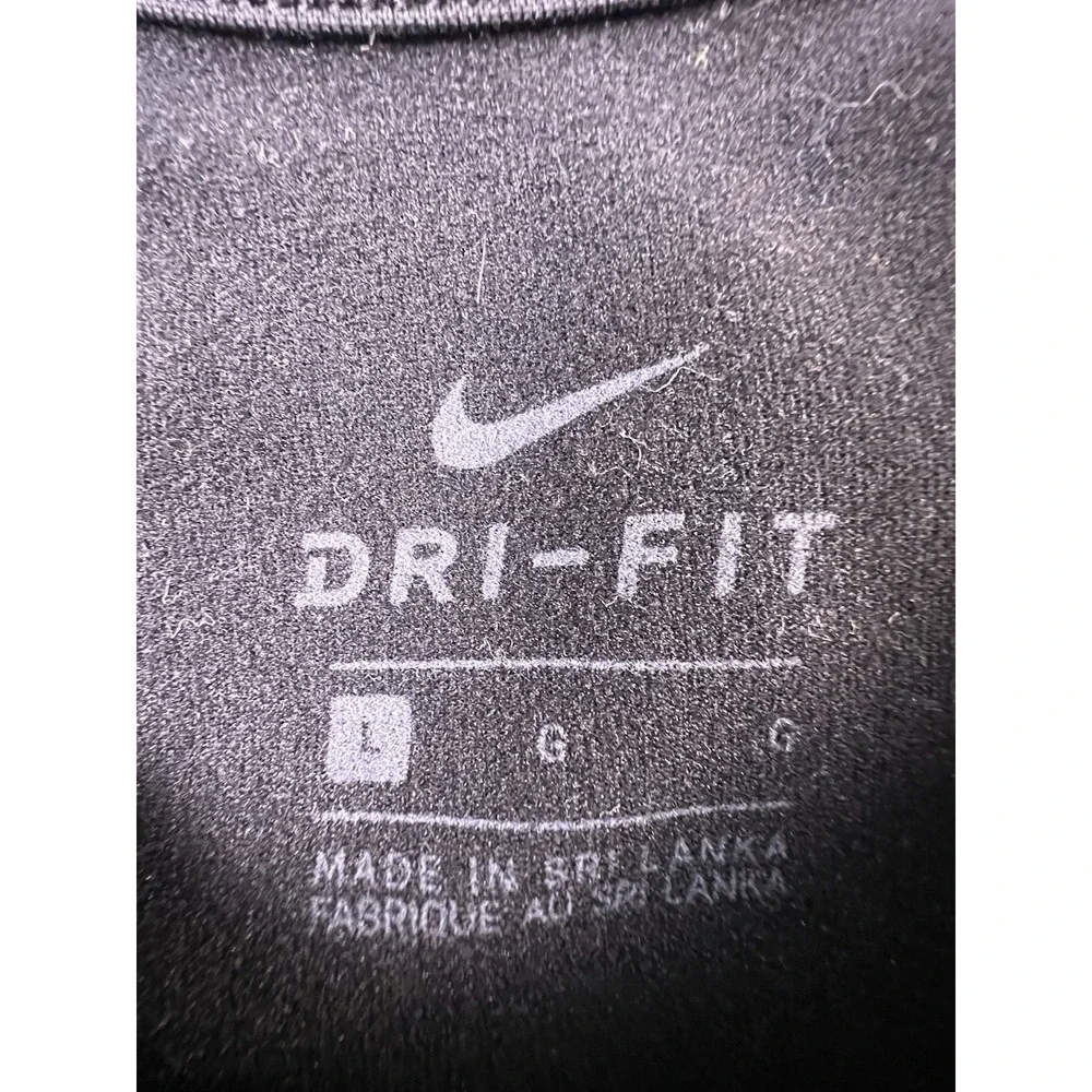 Nike Dri Fit Compression Shirt Girls L‎ Black Center Hit Logo Swoosh Wicking
